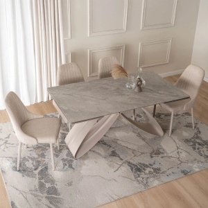 CEL MAI MIC PRET!!!MASA EXTENSIBILA 160-240CM, ARTIM MEBLE, REALIZATA DIN METAL SI CERAMICA, CULOARE MARMURA GRI/CREM, STIL MODERN - Img 2