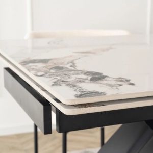 CEL MAI MIC PRET!!!MASA EXTENSIBILA 160-240CM, ARTIM MEBLE, REALIZATA DIN METAL SI CERAMICA, CULOARE MARMURA ALBA/NEGRU, STIL MODERN - Img 4