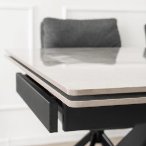 CEL MAI MIC PRET!!!MASA EXTENSIBILA 160-240CM, ARTIM MEBLE, REALIZATA DIN METAL SI CERAMICA, CULOARE MARMURA GRI/NEGRU, STIL MODERN - Img 5