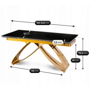 CEL MAI MIC PRET!!!MASA EXTENSIBILA 160-240CM, ARTIM MEBLE, REALIZATA DIN METAL SI CERAMICA, CULOARE MARMURA NEAGRA/AURIU, STIL MODERN - Img 9