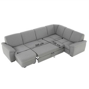 COLTAR BITER U, TIP U, MODEL STANGA, GRI, DIN TEXTIL/STOFA, EXTENSIBIL, SPATIU DEPOZITARE, STIL MODERN, TK - Img 7
