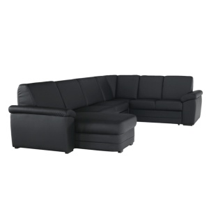 COLTAR BITER U, TIP U, MODEL STANGA, NEGRU, DIN PIELE ECOLOGICA, EXTENSIBIL, SPATIU DEPOZITARE, STIL MODERN, TK - Img 5
