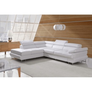 COLTAR BUTON R, MODEL STANGA, ALB, DIN PIELE ECOLOGICA, EXTENSIBIL, SPATIU DEPOZITARE, STIL MODERN, TK - Img 1