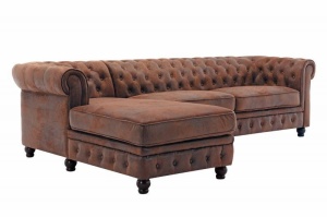 COLTAR CHESTERFIELD DIN, MICROFIBRA, PIELE NATURALA TABACITA DREAPTA 36836 - Img 6
