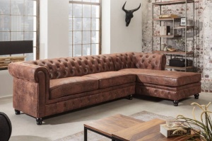 COLTAR CHESTERFIELD DIN, MICROFIBRA, PIELE NATURALA TABACITA DREAPTA 36836