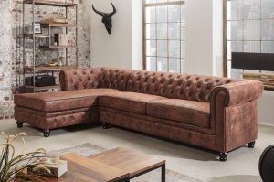 COLTAR CU SEZLONG STANGA CHESTERFIELD MARO ANTIC 39329 STIL MODERN