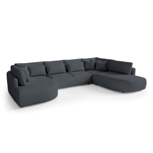 COLTAR FIX IN FORMA DE U, 380CM, CONFECTIONAT DIN MATERIAL TIP CHENILLE, NEGRU, JACOBS, STIL MODERN