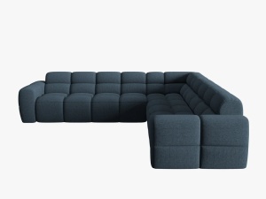 COLTAR LISA, 6 LOCURI, 310 CM, ALBASTRU INCHIS 77, TAPITERIE DIN STOFA, DESIGN DEOSEBIT - Img 2