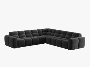 COLTAR LISA, 6 LOCURI, 310 CM, GRI INCHIS, TAPITERIE DIN CATIFEA, DESIGN DEOSEBIT - Img 2