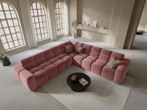 COLTAR LISA, 6 LOCURI, 310 CM, ROZ, TAPITERIE DIN CATIFEA, DESIGN DEOSEBIT