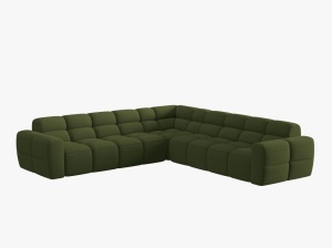 COLTAR LISA, 6 LOCURI, 310 CM, VERDE OLIVE 35, TAPITERIE DIN STOFA, DESIGN DEOSEBIT
