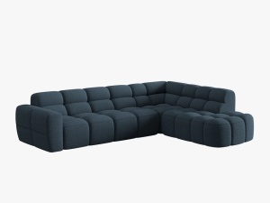 COLTAR LISA, DREAPTA, 5 LOCURI, 293 CM, ALBASTRU INCHIS 77, TAPITERIE DIN STOFA, DESIGN DEOSEBIT - Img 2