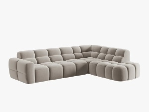 COLTAR LISA, DREAPTA, 5 LOCURI, 293 CM, BEJ DESCHIS, TAPITERIE DIN CATIFEA, DESIGN DEOSEBIT - Img 3