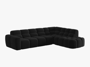COLTAR LISA, DREAPTA, 5 LOCURI, 293 CM, NEGRU, TAPITERIE DIN CATIFEA, DESIGN DEOSEBIT - Img 3