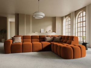 COLTAR LISA, DREAPTA, 5 LOCURI, 293 CM, SCORTISOARA, TAPITERIE DIN CATIFEA, DESIGN DEOSEBIT