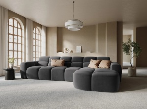 COLTAR LISA, DREAPTA, 5 LOCURI, 310 CM, GRI INCHIS, TAPITERIE DIN CATIFEA, DESIGN DEOSEBIT