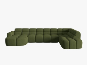 COLTAR LISA, DREAPTA, 7 LOCURI, 387 CM, VERDE OLIVE 35, TAPITERIE DIN STOFA, DESIGN DEOSEBIT - Img 2