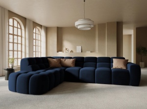 COLTAR LISA, STANGA, 5 LOCURI, 293 CM, ALBASTRU ROYAL, TAPITERIE DIN CATIFEA, DESIGN DEOSEBIT