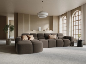 COLTAR LISA, STANGA, 5 LOCURI, 310 CM, MARO DESCHIS, TAPITERIE DIN CATIFEA, DESIGN DEOSEBIT