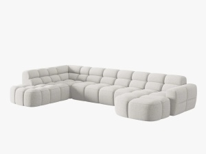 COLTAR LISA, STANGA, 7 LOCURI, 387 CM, GRI DESCHIS 01, TAPITERIE DIN STOFA, DESIGN DEOSEBIT