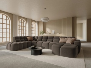 COLTAR LISA, STANGA, 7 LOCURI, 387 CM, MARO DESCHIS, TAPITERIE DIN CATIFEA, DESIGN DEOSEBIT
