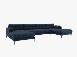 COLTAR MAMAIA, CU 6 LOCURI, ALBASTRU INCHIS, CU TAPITERIE DIN TEXTIL STRUCTURAT NEVE, MICADONI