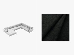 COLTAR MAMAIA, CU 7 LOCURI, PE DREAPTA, NEGRU, CU TAPITERIE DIN TEXTIL BOUCLE BALOO, MICADONI