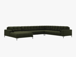 COLTAR MAMAIA, CU 7 LOCURI, PE DREAPTA, VERDE MASLINIU INCHIS, CU TAPITERIE DIN TEXTIL STRUCTURAT NEVE, MICADONI