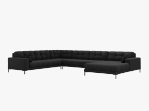 COLTAR MAMAIA, CU 7 LOCURI, PE STANGA, GRI INCHIS, CU TAPITERIE DIN TEXTIL STRUCTURAT NEVE, MICADONI