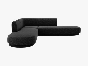 COLTAR MILEY, 5 LOCURI, 248 CM, NEGRU 19, TAPITERIE CHENILLE, DESIGN DEOSEBIT