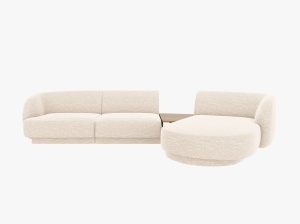 COLTAR MILEY, CU 3 LOCURI, PE DREAPTA, BEJ FILDES, CU TAPITERIE DIN TEXTIL CHENILLE HAGA, MICADONI