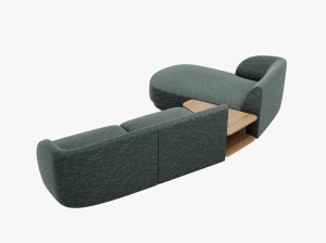 COLTAR MILEY, CU 3 LOCURI, PE STANGA, VERDE PETROL, CU TAPITERIE DIN TEXTIL CHENILLE HAGA, MICADONI - Img 3