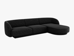 COLTAR MILEY DREAPTA, 4 LOCURI, 255 CM, NEGRU 19, TAPITERIE CHENILLE, DESIGN DEOSEBIT