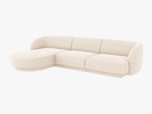 COLTAR MILEY STANGA, 4 LOCURI, 255 CM, BEJ DESCHIS DESCHIS 23, TAPITERIE CHENILLE, DESIGN DEOSEBIT