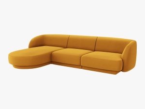 COLTAR MILEY STANGA, 4 LOCURI, 255 CM, GALBEN 68, TAPITERIE DIN CATIFEA, DESIGN DEOSEBIT - Img 2