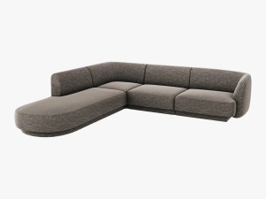 COLTAR MILEY STANGA, 6 LOCURI, 258 CM, GRI 16, TAPITERIE CHENILLE, DESIGN DEOSEBIT