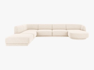 COLTAR MILEY STANGA, 6 LOCURI, 327 CM, BEJ DESCHIS 23, TAPITERIE CHENILLE, DESIGN DEOSEBIT