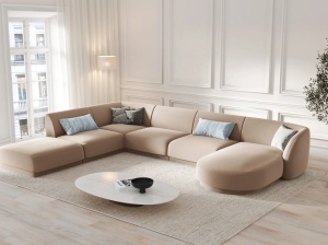 COLTAR MILEY STANGA, 6 LOCURI, 327 CM, CAPPUCCINO 40, TAPITERIE DIN CATIFEA, DESIGN DEOSEBIT