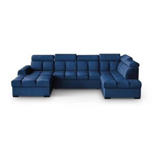 COLTAR MODERN DEOSEBIT, GOMEZ U 330CM, DIN CATIFEA DE CULOARE ALBASTRA, CONFORT SPORIT, MARS - Img 4