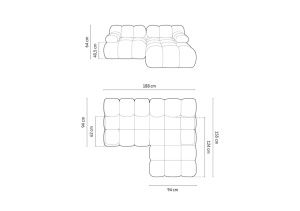COLTAR MODULAR BELLIS, DREAPTA, 2 LOCURI, 191 CM, SCORTISOARA 56, TAPITERIE DIN CATIFEA, DESIGN DEOSEBIT - Img 8