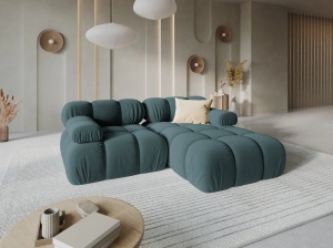 COLTAR MODULAR BELLIS, DREAPTA, 2 LOCURI, 191 CM, VERDE PETROL 87, TAPITERIE DIN CATIFEA, BESOLUX