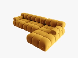 COLTAR MODULAR BELLIS, DREAPTA, 3 LOCURI, 285 CM, GALBEN 41, TAPITERIE DIN CATIFEA, DESIGN DEOSEBIT - Img 5