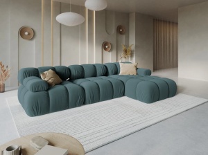 COLTAR MODULAR BELLIS, DREAPTA, 3 LOCURI, 285 CM, VERDE PETROL 87, TAPITERIE DIN CATIFEA, DESIGN DEOSEBIT