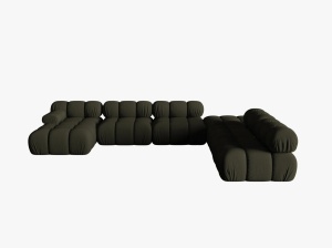COLTAR MODULAR BELLIS, DREAPTA, 6 LOCURI, 379 CM, VERDE 77, TAPITERIE DIN CATIFEA 3D, DESIGN DEOSEBIT