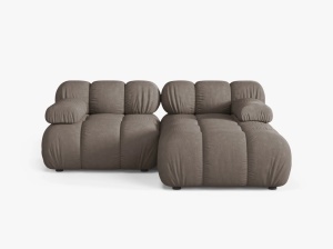 COLTAR MODULAR BELLIS, PE DREAPTA, CAPPUCCINO, CU TAPITERIE DIN TEXTIL STRUCTURAT LIBERTY, MICADONI