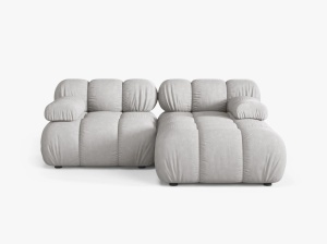 COLTAR MODULAR BELLIS, PE DREAPTA, GRI DESCHIS, CU TAPITERIE DIN TEXTIL STRUCTURAT LIBERTY, MICADONI