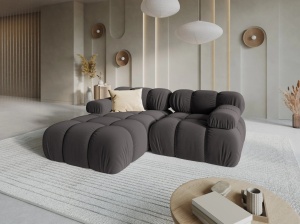 COLTAR MODULAR BELLIS, STANGA, 2 LOCURI, 191 CM, GRI INCHIS 97, TAPITERIE DIN CATIFEA, DESIGN DEOSEBIT