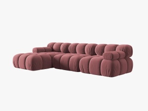 COLTAR MODULAR BELLIS, STANGA, 3 LOCURI, 285 CM, ROZ 63, TAPITERIE DIN CATIFEA, DESIGN DEOSEBIT - Img 4