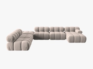 COLTAR MODULAR BELLIS, STANGA, 6 LOCURI, 379 CM, BEJ 16, TAPITERIE DIN CATIFEA, DESIGN DEOSEBIT - Img 5