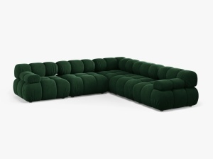 COLTAR MODULAR BELLIS, VERDE SMARALD, CU TAPITERIE DIN CATIFEA BLUVEL, MICADONI